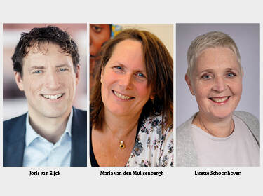 De foto toont de nieuwe leden van de Kwaliteitsraad: Joris van Eijck, Maria van den Muijsenberg en Lisette Schoonhoven